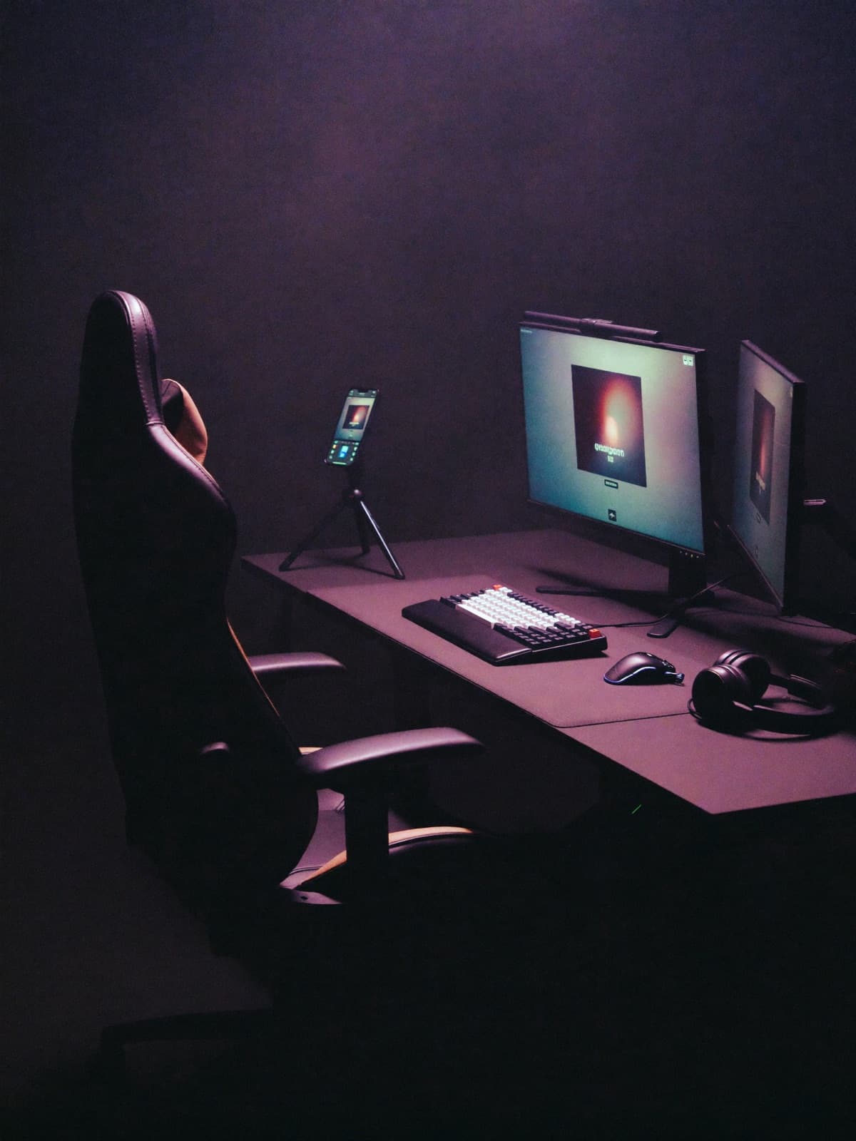 A streaming setup glowing and ready for a training session